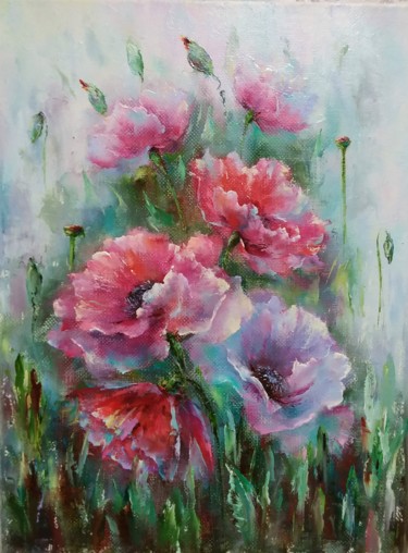 Painting titled "Poppy blossom/ Мако…" by Alla Tatarinova, Original Artwork, Oil