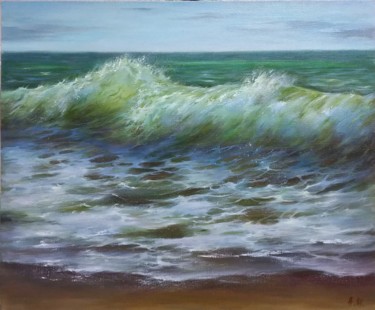 Malerei mit dem Titel "coastal wave" von Alla Tatarinova, Original-Kunstwerk, Öl