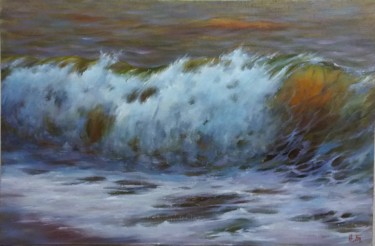 Painting titled "A big wave" by Alla Tatarinova, Original Artwork, Oil