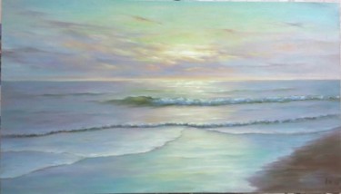 Painting titled "Lilac sunset" by Alla Tatarinova, Original Artwork, Oil