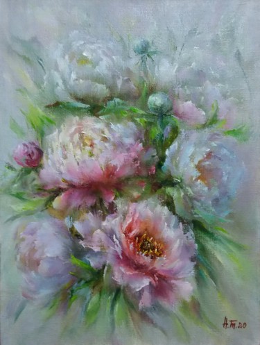 Painting titled "Bouquet of delicate…" by Alla Tatarinova, Original Artwork, Oil