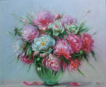 Картина под названием "Bouquet of bright p…" - Alla Tatarinova, Подлинное произведение искусства, Масло