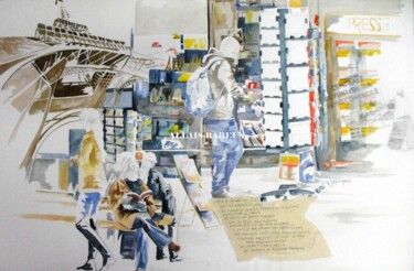 Painting titled "Galerie 26" by Allais Rabeux, Original Artwork, Watercolor