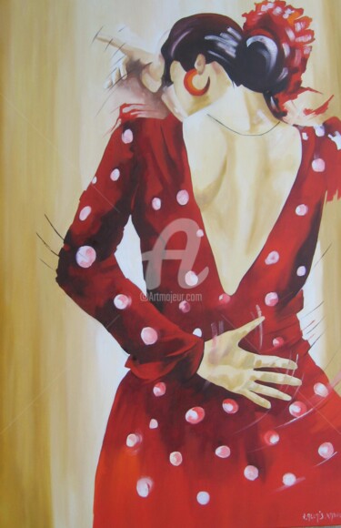 Painting titled "vu de dos huile" by Allais Rabeux, Original Artwork, Oil