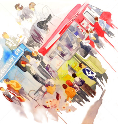 Peinture intitulée "foods cars" par Allais Rabeux, Œuvre d'art originale, Aquarelle