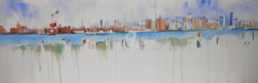Painting titled "skyline" by Allais Rabeux, Original Artwork, Watercolor