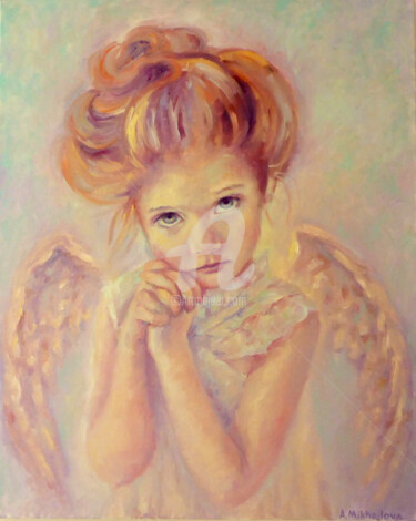 Painting titled "L'Ange" by Alla Mikhailova, Original Artwork, Oil
