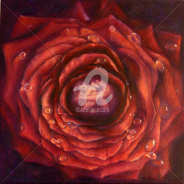 Painting titled "La Rose Sans Fin Ni…" by Alla Mikhailova, Original Artwork, Oil