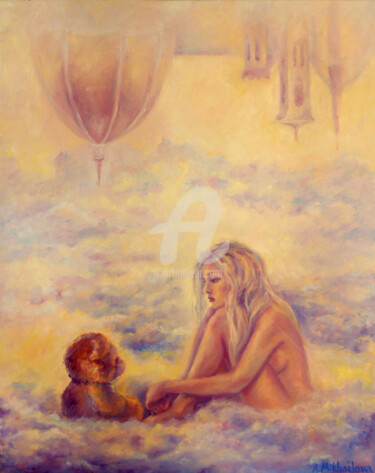 Malerei mit dem Titel "Nuages ​​en Peluche" von Alla Mikhailova, Original-Kunstwerk, Öl