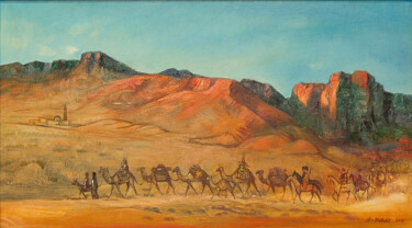 Schilderij getiteld "Caravan main" door Allamyrat Muhammedov, Origineel Kunstwerk, Olie