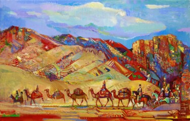 Peinture intitulée "Caravan part I" par Allamyrat Muhammedov, Œuvre d'art originale, Acrylique