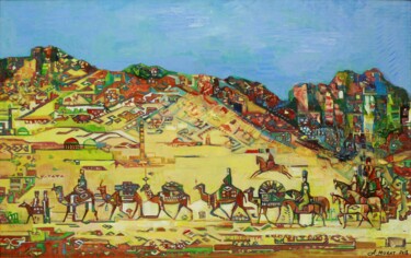 Painting titled "Caravan part II" by Allamyrat Muhammedov, Original Artwork, Acrylic