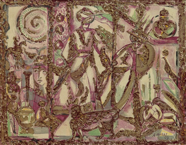 Картина под названием "Ederne mosaic" - Allamyrat Muhammedov, Подлинное произведение искусства, Масло