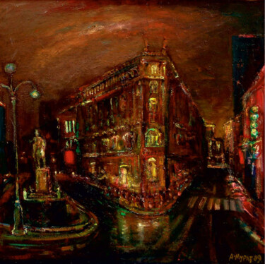 Painting titled "Evening Milan" by Allamyrat Muhammedov, Original Artwork, Oil