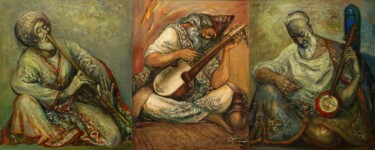Pittura intitolato "Triptych 'Music'" da Allamyrat Muhammedov, Opera d'arte originale, Olio