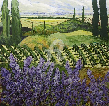 Malerei mit dem Titel "Chinaberry Hill" von Allan P Friedlander, Original-Kunstwerk, Acryl