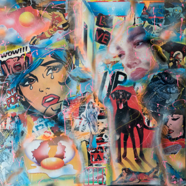 Collages titled ""Doberman"" by Allan Martel, Original Artwork, Collages