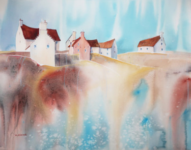 Pittenweem village. Painting titled "Pittenweem village." by Alla Vlaskina, Original Art, Watercolor