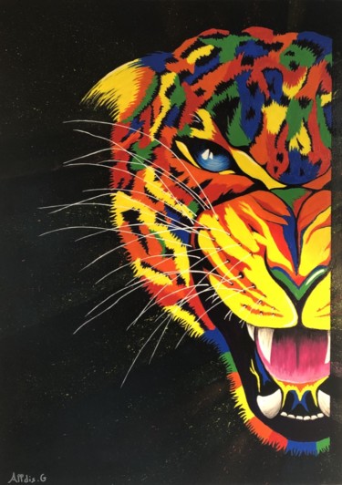 leopard pop Peinture intitulée "leopard pop" par Gerald Alldis, Œuvre d'art originale, Acrylique