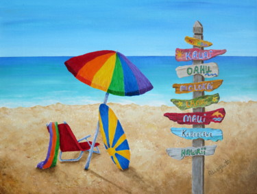 Painting titled "HAWAIIAN SIGN POSTS…" by Allegretto, Original Artwork, Acrylic