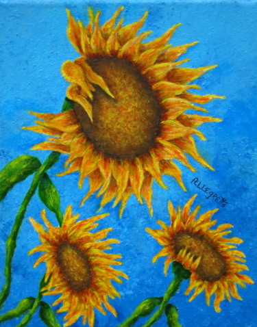 Painting titled "Sunflowers" by Allegretto, Original Artwork, Acrylic