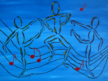 Painting titled "Dance Fever 2" by Allegretto, Original Artwork, Acrylic Mounted on Wood Stretcher frame