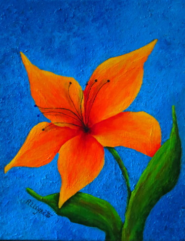 Malerei mit dem Titel "DAY LILY" von Allegretto, Original-Kunstwerk, Acryl