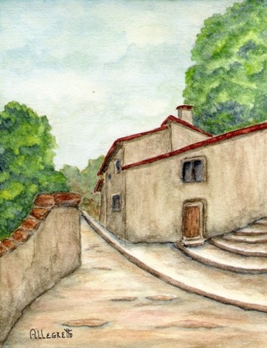Painting titled "Benevento" by Allegretto, Original Artwork, Watercolor