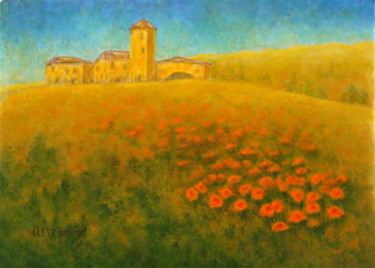 Painting titled "Tuscan Gold" by Allegretto, Original Artwork, Acrylic