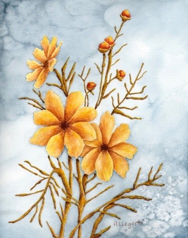 Painting titled "Winter Wildflowers" by Allegretto, Original Artwork, Watercolor
