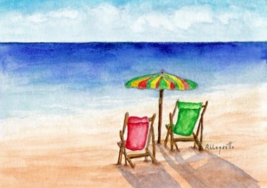 Painting titled "Front Row Seats" by Allegretto, Original Artwork, Watercolor