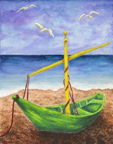 Painting titled "Beached" by Allegretto, Original Artwork, Acrylic