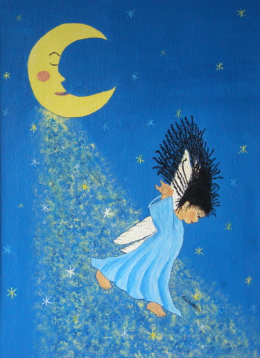 Pintura intitulada "Dancing On Moonbeams" por Allegretto, Obras de arte originais, Acrílico