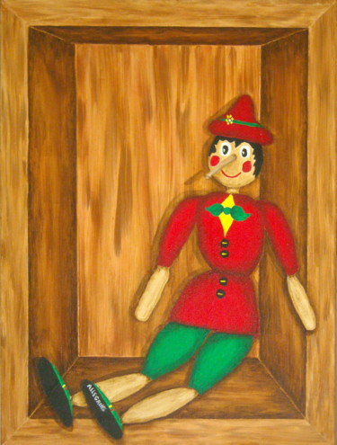 Malerei mit dem Titel "Pinocchio" von Allegretto, Original-Kunstwerk, Acryl