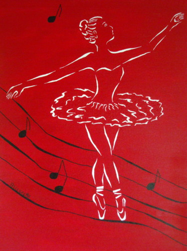 Painting titled "Ballerina" by Allegretto, Original Artwork, Acrylic Mounted on Wood Stretcher frame