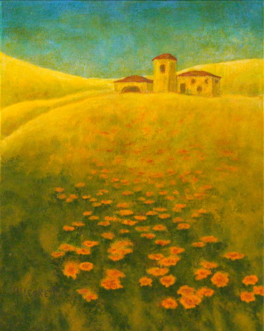 Painting titled "Tuscan Gold 2" by Allegretto, Original Artwork, Acrylic