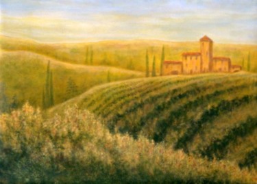 Painting titled "Tuscan Sunrise" by Allegretto, Original Artwork, Acrylic