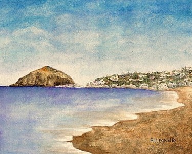 Painting titled "Island of Ischia/ I…" by Allegretto, Original Artwork, Watercolor