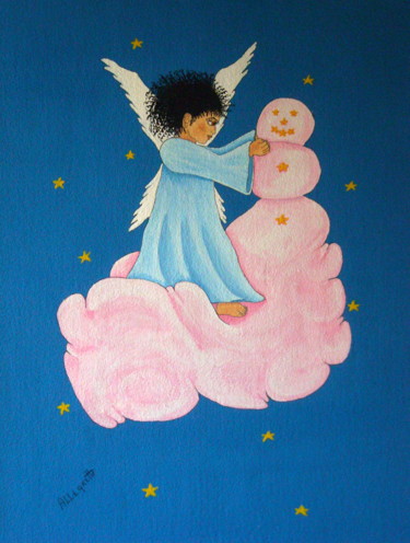Painting titled "Building A Cloudman" by Allegretto, Original Artwork, Acrylic