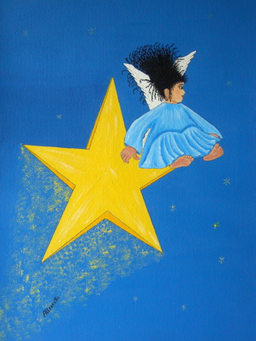 Painting titled "Ride A Shooting Star" by Allegretto, Original Artwork, Acrylic