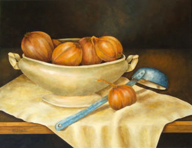 Venetian Table Painting titled "Venetian Table" by Allegretto, Original Artwork, Acrylic Mounted on Wood Stretcher frame