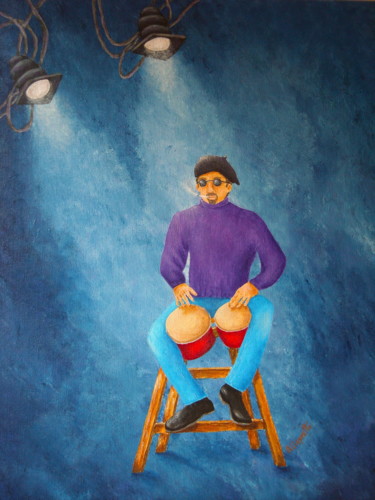 Картина под названием "Bongo Man" - Allegretto, Подлинное произведение искусства, Акрил Установлен на Деревянная рама для но…