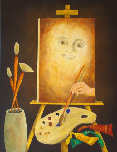 Peinture intitulée "Self Portrait In Pr…" par Allegretto, Œuvre d'art originale, Acrylique