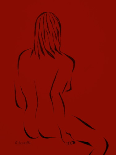 Peinture intitulée "Ripose 1 In Red" par Allegretto, Œuvre d'art originale, Acrylique