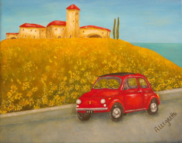 Painting titled "Vintage Fiat 500" by Allegretto, Original Artwork, Acrylic