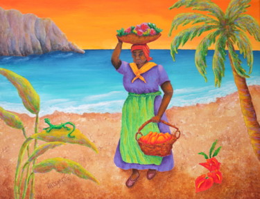 Schilderij getiteld "Tropical Harvest" door Allegretto, Origineel Kunstwerk, Acryl