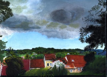 Peinture intitulée "les toits" par Allegrini, Œuvre d'art originale, Acrylique