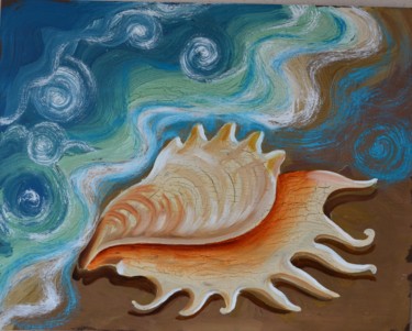 Pintura titulada "Van Gogh style shell" por Elena Afanasieva, Obra de arte original, Acrílico