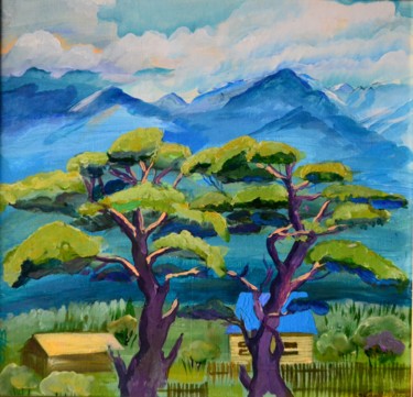 Painting titled "Sayan mountains" by Elena Afanasieva, Original Artwork, Acrylic