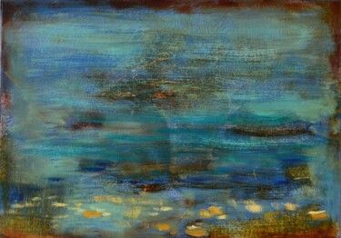 Painting titled "Abstract seascape" by Elena Afanasieva, Original Artwork, Acrylic Mounted on Wood Stretcher frame